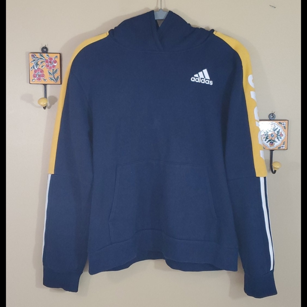 Adidas navy blue and yellow hoodie